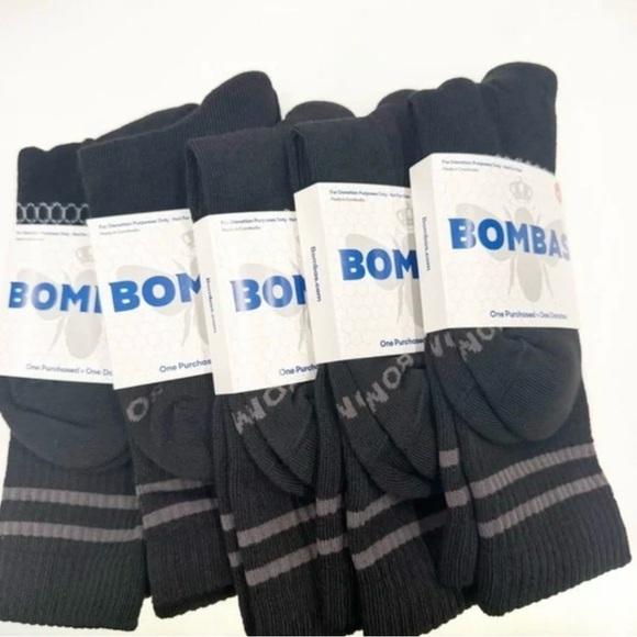 NWT Bombas Set of 5 Adult Unisex Originals Black Half Calf Socks, Size Medium - Picture 2 of 4